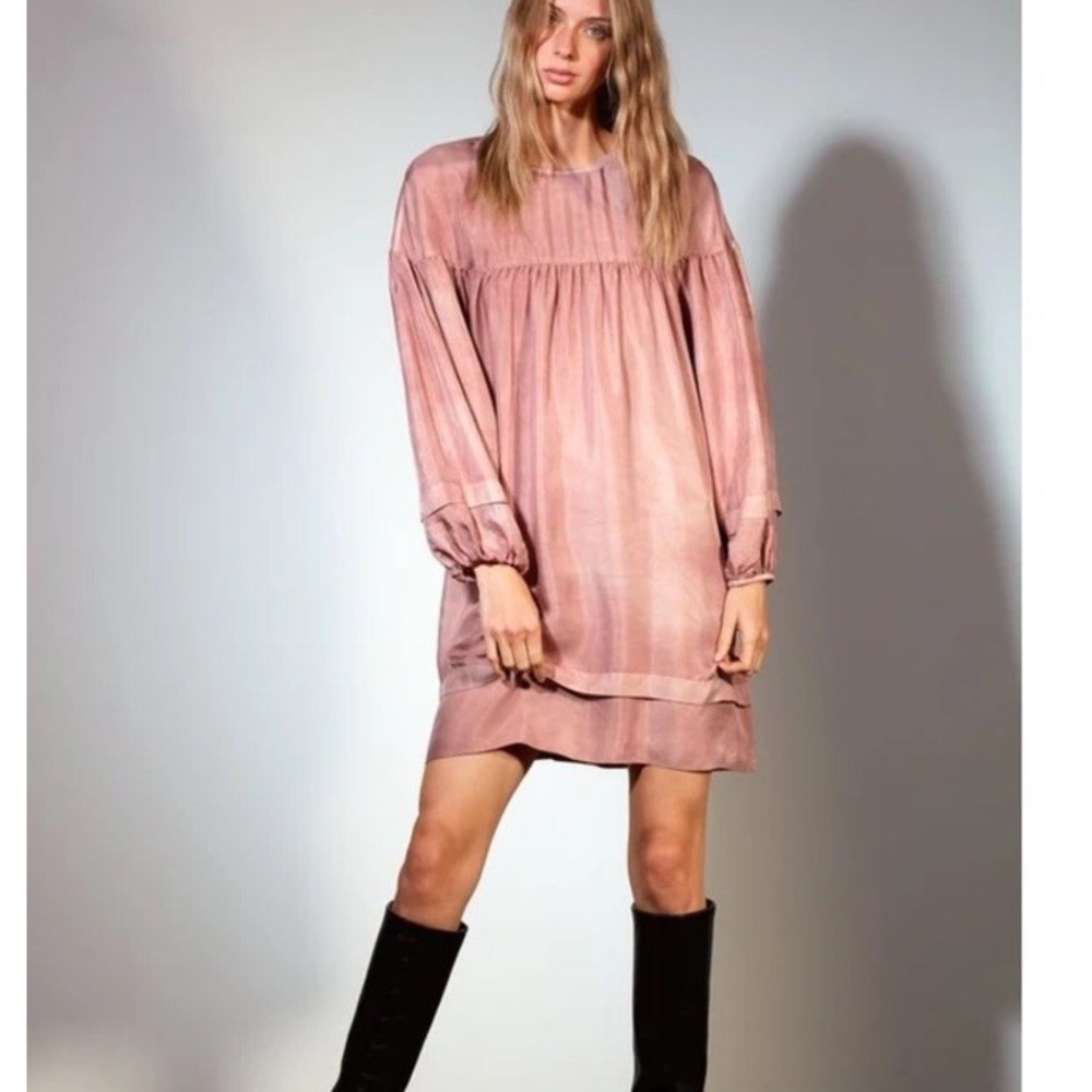 Wilfred‎ Le Fou Aritzia Tiered Women's Mini Shift Dress Blush Pink M Babydoll